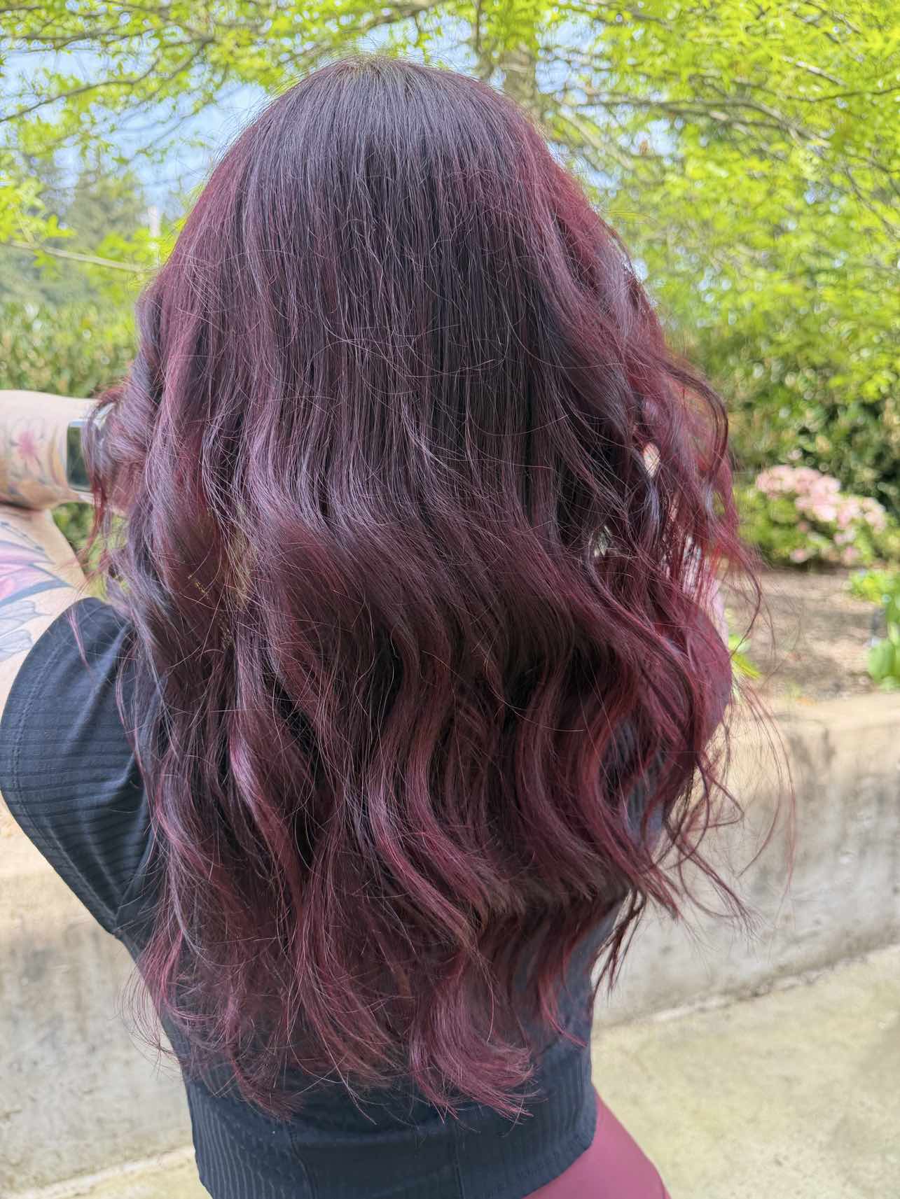 Deep burgundy plum waves